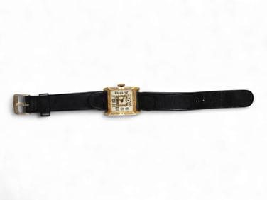 14k Gold Deco Tank Wristwatch
