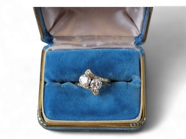 14k White & Yellow Gold Diamond By-Pass Ring