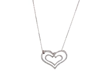 14k White Gold Diamond Heart Pendant Necklace