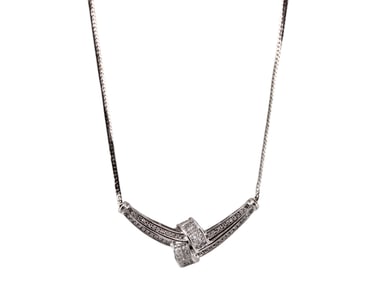 14k White Gold Diamond Necklace