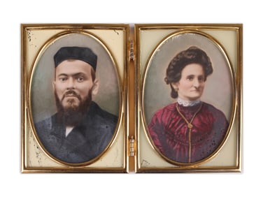 Pair of 19th Century Hand Colored Portraits