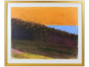Wolf Kahn "Orange Glow" Signed Pastel on Paper