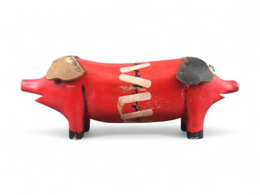 Two Headed Pig Carving by Kerras Jeffery