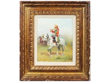Military Horseman Oil on Canvas, Eugene Pechaubes