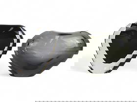 Holmegaard & Orrefors Art Glass Vases: Group of (2) Scandinavian art glass vases. The first, a Holmegaard clear and smoky gray heart form vase, signed and dated 1962 on base, approx. 4" high. The second, an Orrefors faceted vase with thick