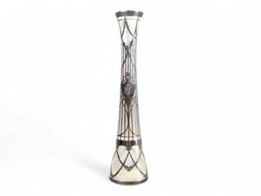 Silver Overlay Glass Bud Vase