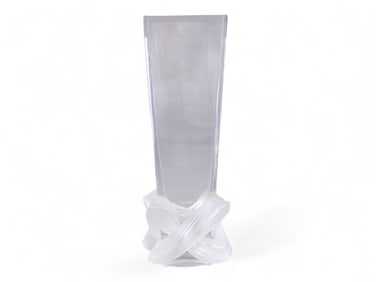 Lalique Lucca Crystal Frosted and Clear Vase