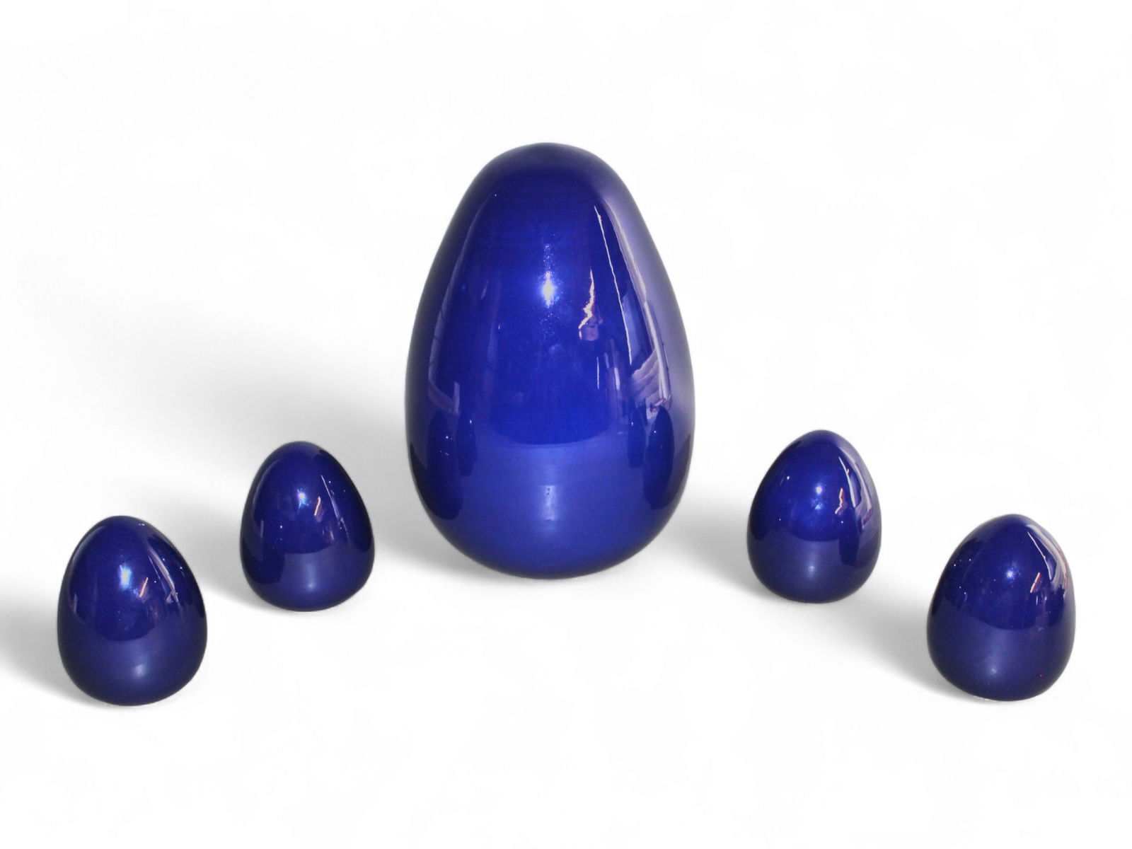 Set of Five Cobalt Blue Ceramic Sculptures (1 of 3)
