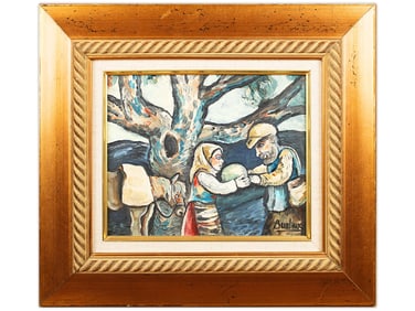 David Burliuk Oil on Canvas - Peasant Figures