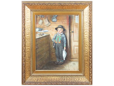 Oil on Canvas, Boy in Bunad, Signed Lars Osa