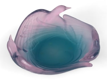 Daum Swan Bowl in Purple and Blue