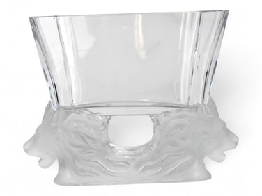 Lalique "Venise" Double Lion Head Vase