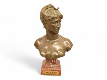 Mathurin Moreau Bronze Bust of Diane