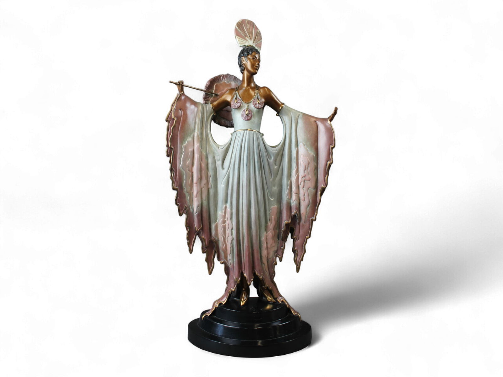 Erte Limited Edition Bronze, "Twilight": Erte (Romain de Tirtoff), Russian/French (1892-1990). Limited edition bronze sculpture, titled "Twilight", numbered HC 9/9. Approx. 20-1/2" tall. Published by Fine Art Acquisitions, 1986. Back bottom