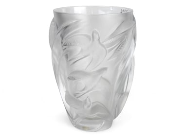 Lalique "Martinets" Vase with Doves