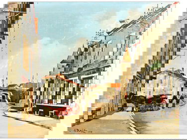 Oil on Canvas, European Street Scene, J. Reitz