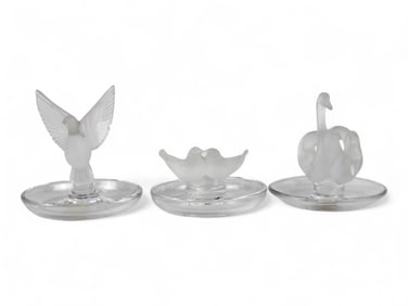 (3) Lalique Crystal Trinket Dishes