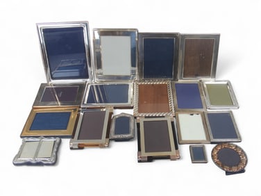 Group of 18 Picture Frames, 11 Sterling