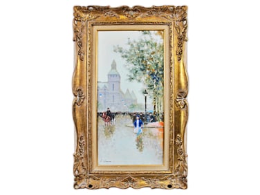 Andre Gisson, Oil on Canvas, Paris Street Scene