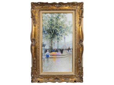 Andre Gisson, Oil on Canvas, Paris Street Scene
