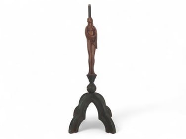 Bronze Female Figural Finial with Gothic Base