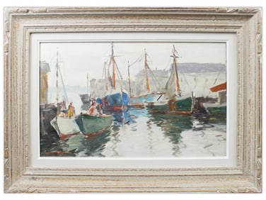 Claude Curry Bohm, O/B Fishing Boats at Harbor