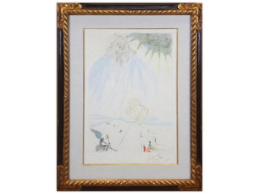 Salvador Dali Drypoint Etching, Moses