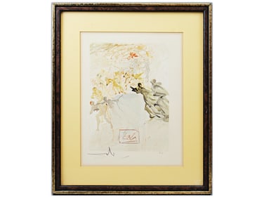 Salvador Dali Woodcut, Mounting Seventh Terrace