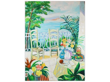 William Grimaud, Oil on Canvas Still Life Seaside