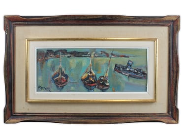 Yitzhak Frenkel Frenel, Oil on Canvas, Boats