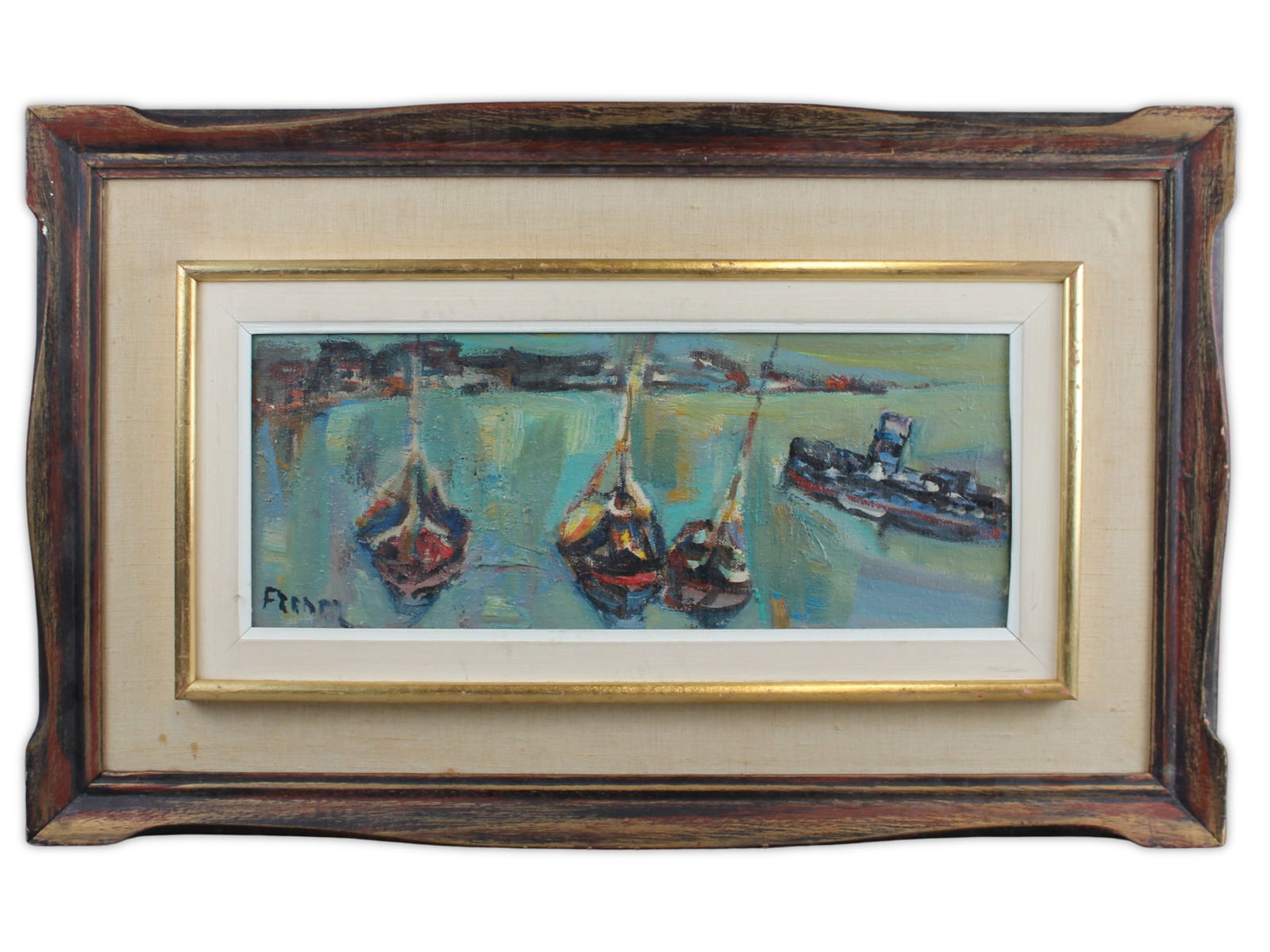 Yitzhak Frenkel Frenel, Oil on Canvas, Boats (1 of 4)