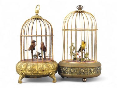 (2) 19th Century German Automaton Musical Birdcages