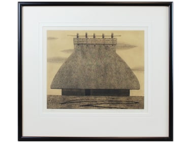 Tanaka Ryohei, "Thatched Roof" Limited Ed Etching