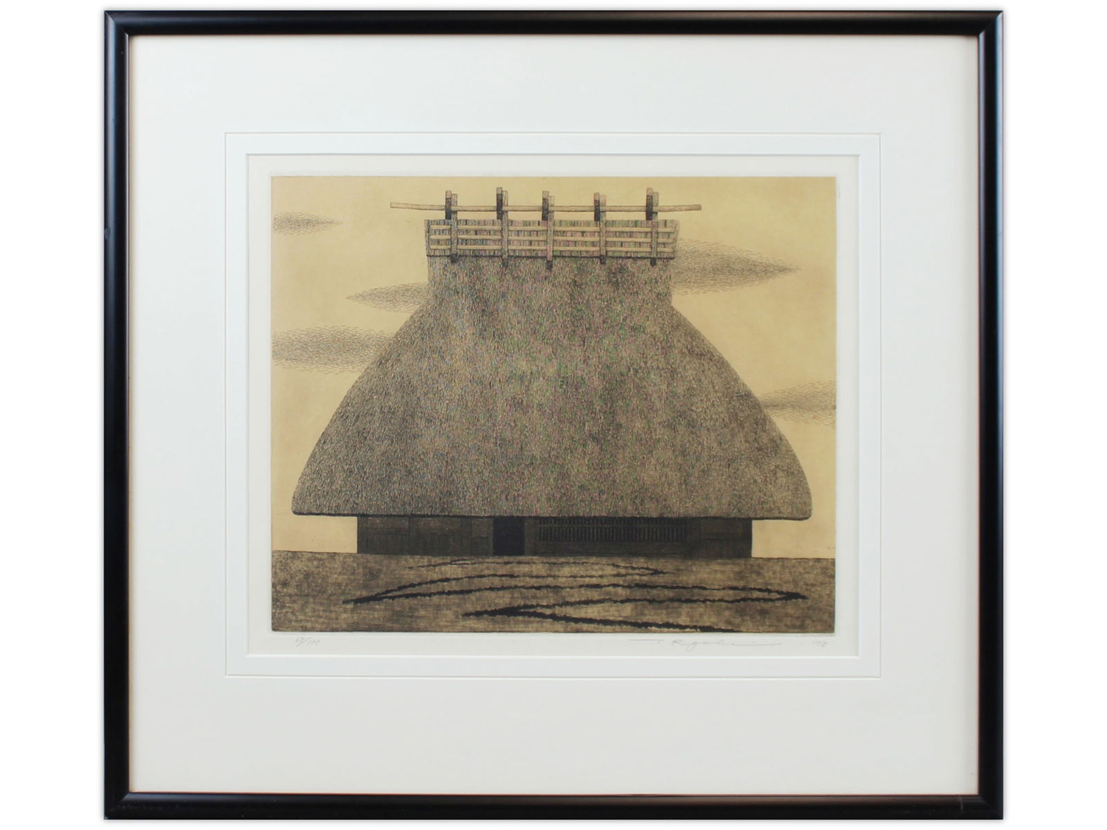 Tanaka Ryohei, "Thatched Roof" Limited Ed Etching (1 of 3)