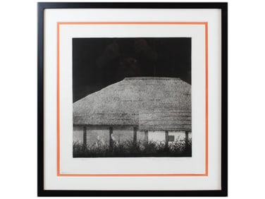 Tanaka Ryohei, "Thatched Roof" Limited Ed Etching