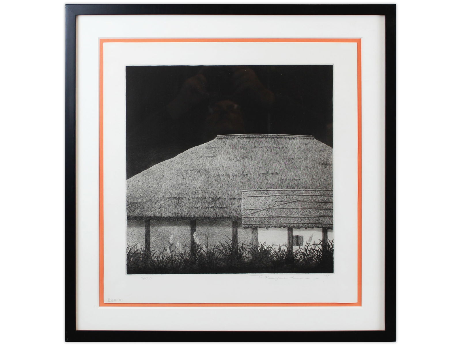 Tanaka Ryohei, "Thatched Roof" Limited Ed Etching (1 of 4)