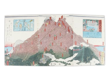 Japanese Woodblock Map of Mount Fuji
