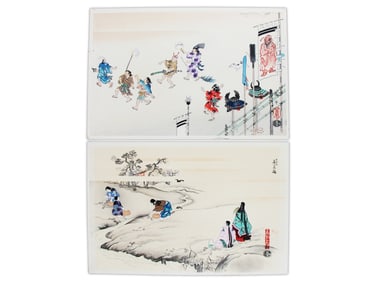 (2) Japanese Woodblock Prints, Courtly Scenes