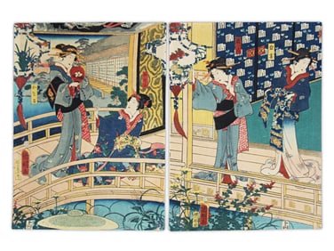 (2) Japanese Woodblock Prints, Attributed. Kunimasa IV