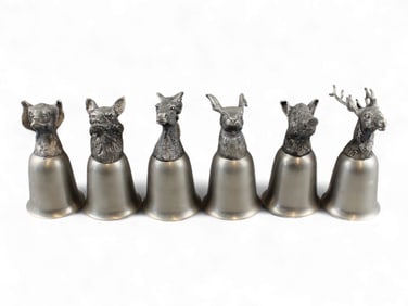 Animal Head Goblets. Six Pieces.