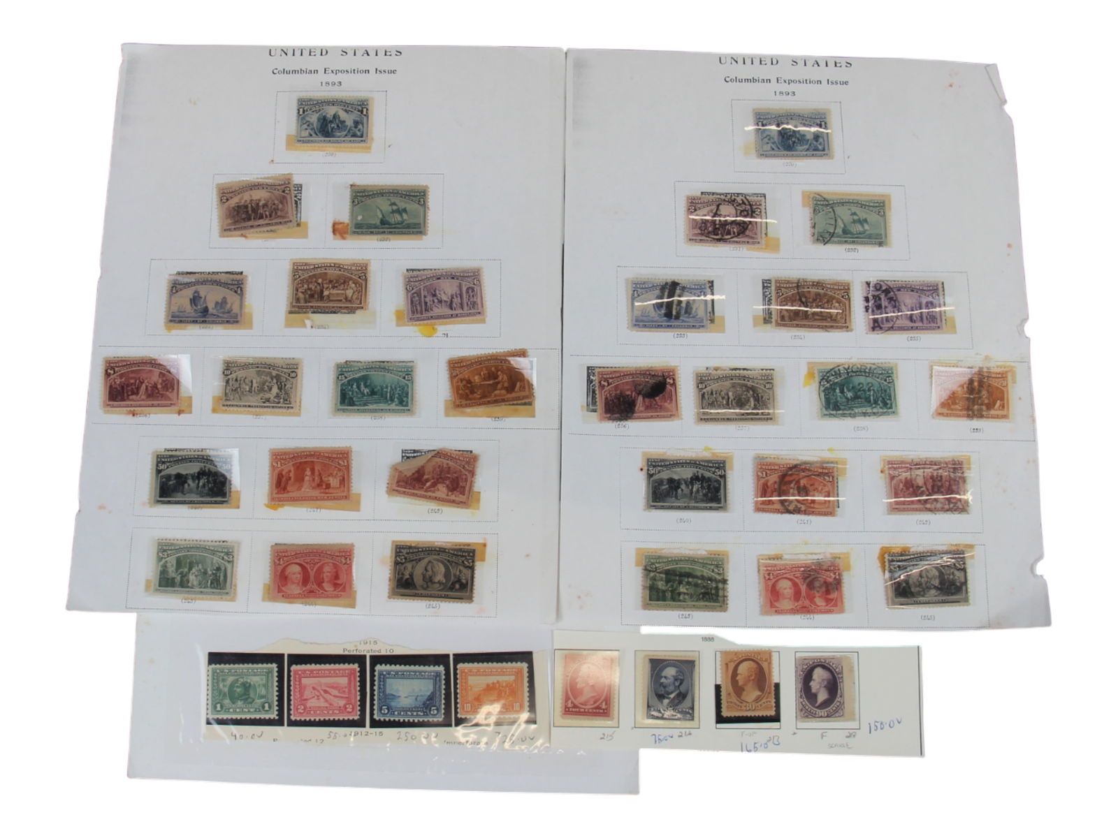 U.S. Estate Stamp Lot with Columbians & Early Issu: Better collection of 19th and early 20th century U.S. stamps, featuring two complete sets of Columbian Exposition issues (mint and used), strong Washington-Franklin heads, and better commemorative set