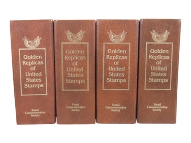 (4) Albums of Golden Replicas of U.S. Stamps