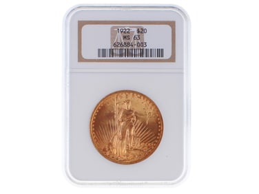 1922 $20 St. Gaudens NGC MS63