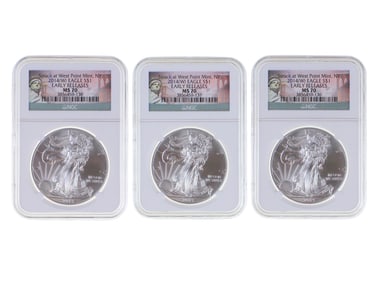(3) 2014-W Silver Eagle Early Releases NGC MS 70