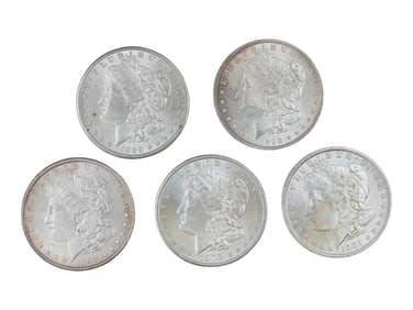 (5) High Grade Morgan Dollars.