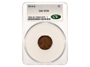 1914-D 1C Graded CAC VF 20