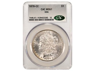 1878-CC $1 Toned GSA Hoard Graded CAC MS61