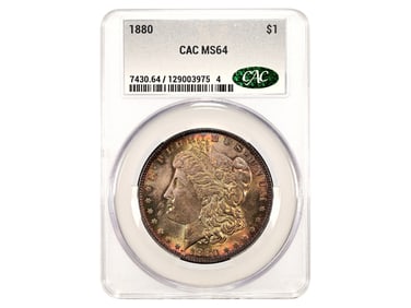 1880 $1 Toned Graded CAC MS64
