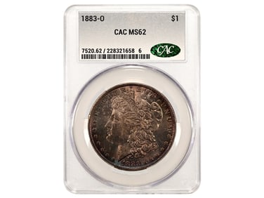 1883-O $1 Toned Graded CAC MS62