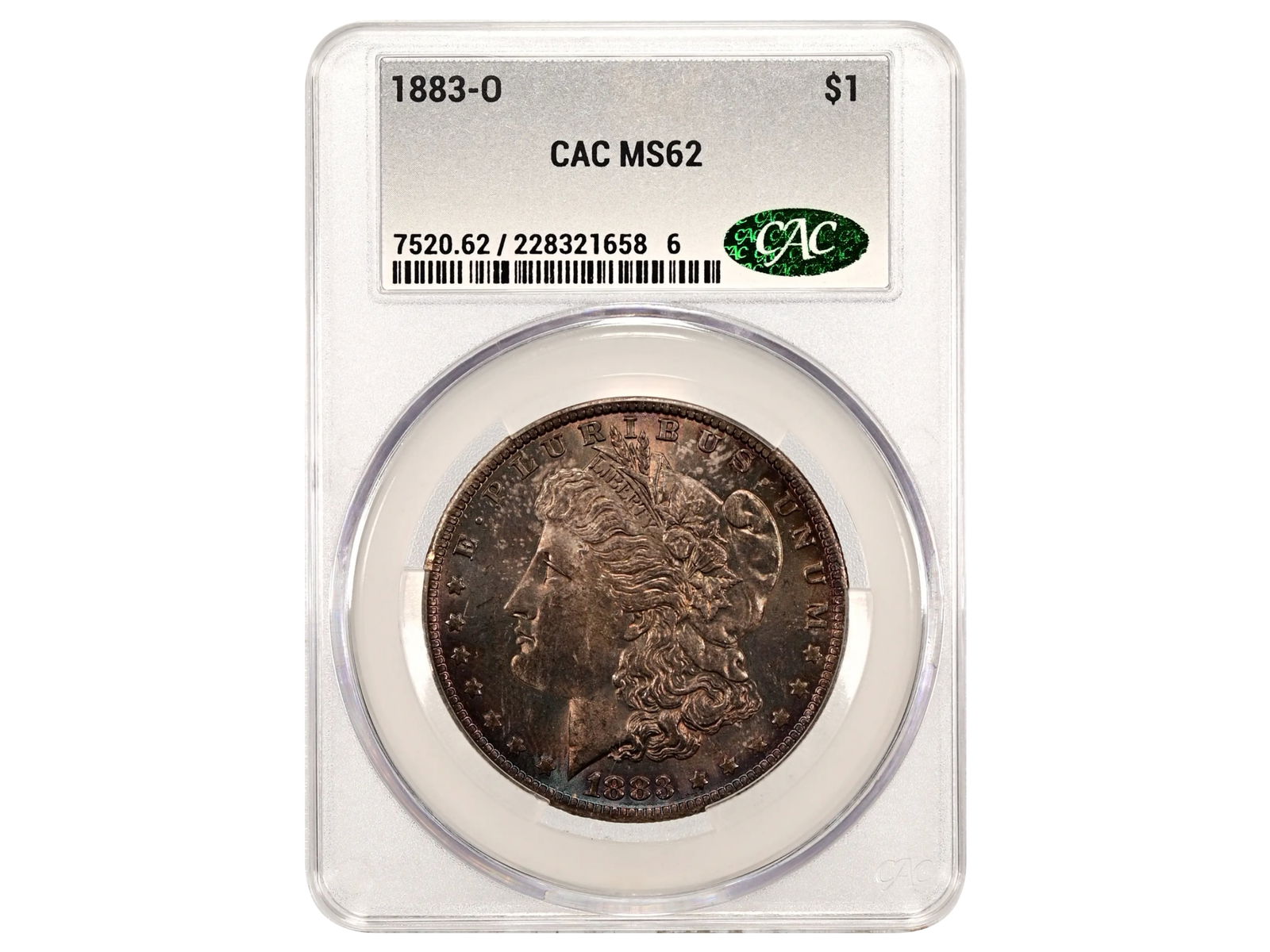 1883-O $1 Toned Graded CAC MS62 (1 of 2)
